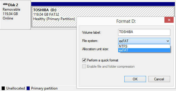 test video copy file too large disk info 2