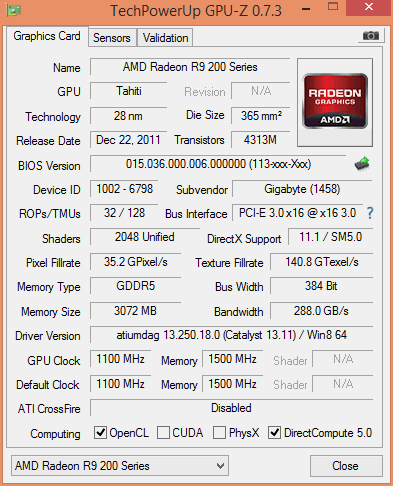 r280x gigabyte winforce oc gpuz