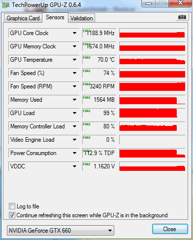 660 EVGA SC OC temp max max fan