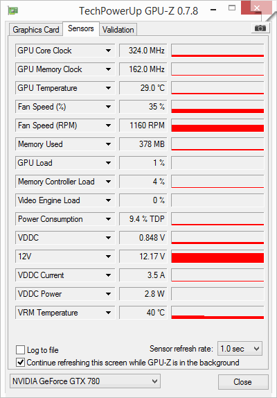 gtx 780 classified evga gpuz IDLE