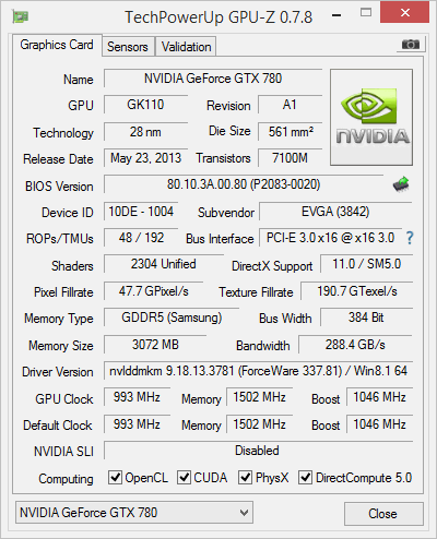 gtx 780 ti classified evga gpuz