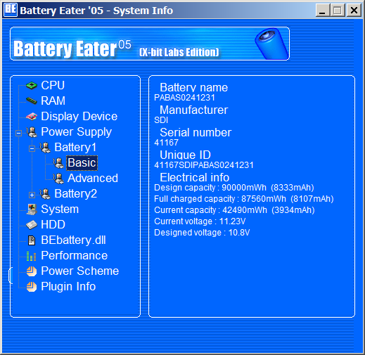 battery info